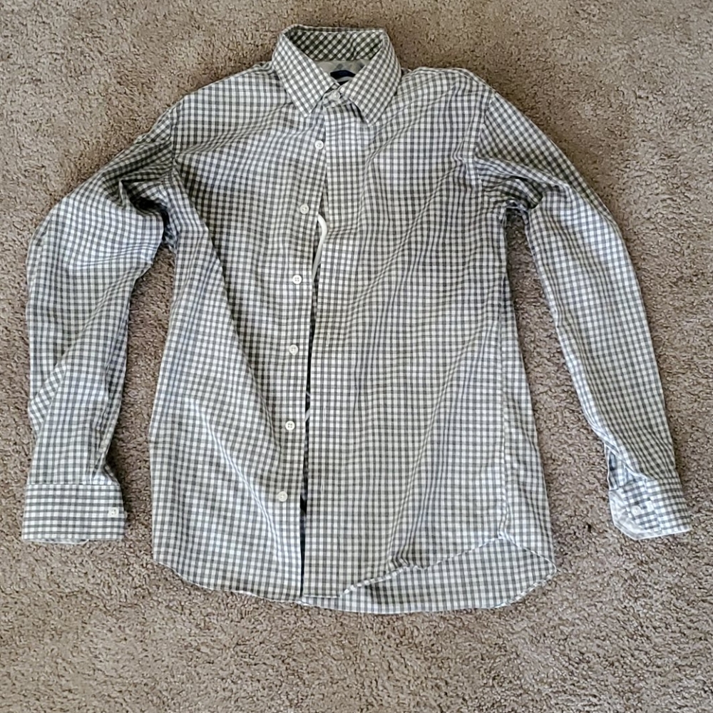 Gray checked long sleeve button down